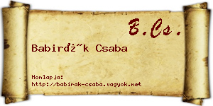 Babirák Csaba névjegykártya